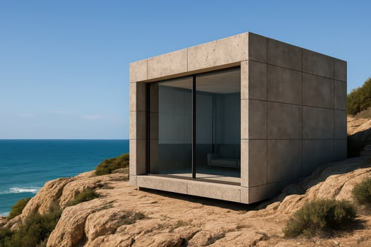 A concrete box sitting on top of a cliff photo
