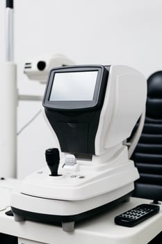 Ophthalmology vision testing equipment with sleek design and modern features, showcasing advanced technology for eye examination and patient care photo