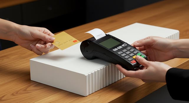 Close-up of Credit Card Payment at Point of Sale Terminal photo