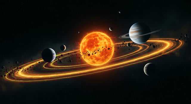 An artist's rendering of the solar system photo