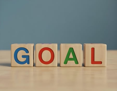 wooden blocks spelling goal photo