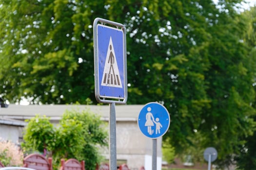 Traffic signs for pedestrians and children safety photo