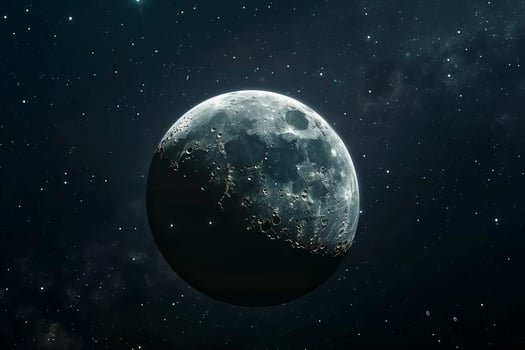 Moon in dark space photo