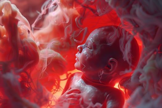 Newborn baby in the womb photo
