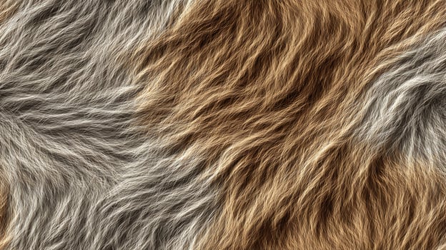 Detailed close-up of realistic animal fur texture with brown and white colors. Seamless tile. photo