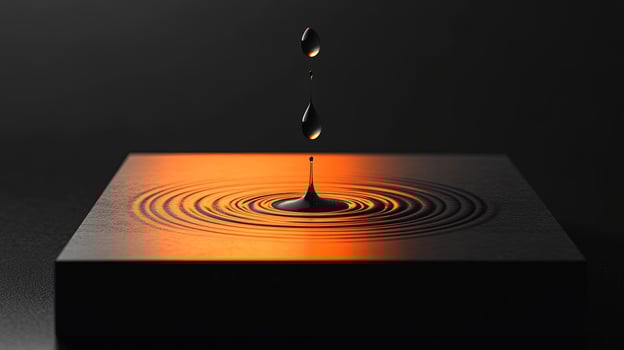 Two drops of liquid fall onto a square surface creating circular ripples photo