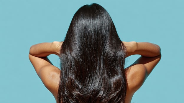 Long Black Hair Rear View. photo