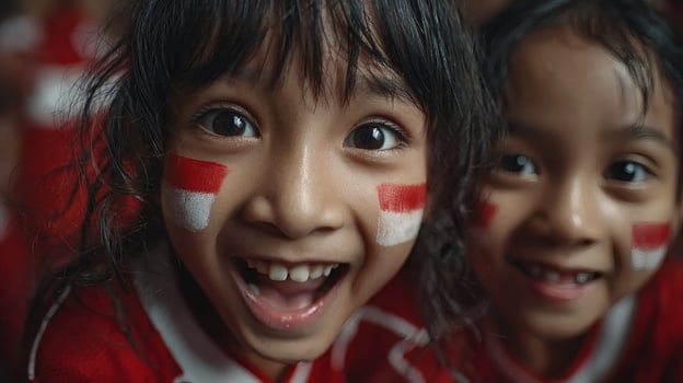 Kids Fans Cheerful Faces. photo