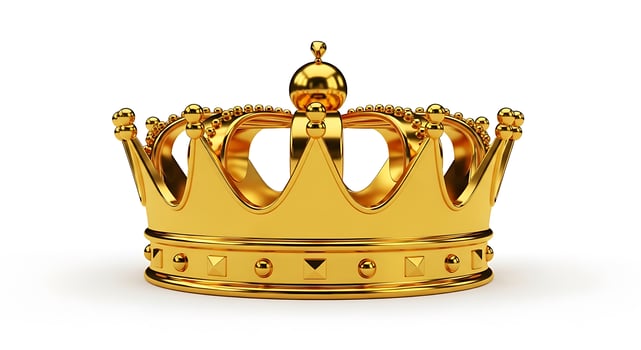 3d icon of golden crown with intricate details isolated on white background, symbol of royalty photo