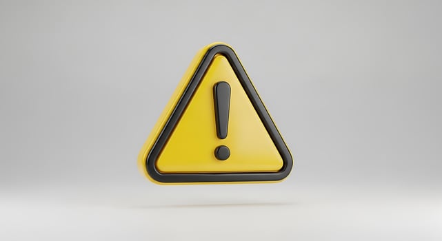 3d icon of 3d render of a yellow warning sign isolated on white background photo
