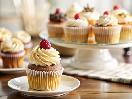 cupcakes with frosting on a plate photo