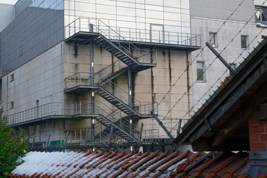 High security facility with triple razor wire fencing photo