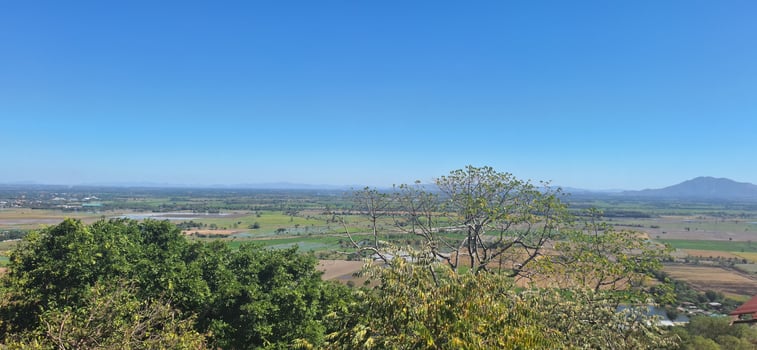 Wide Panoramic View of Countryside with Blue Sky photo