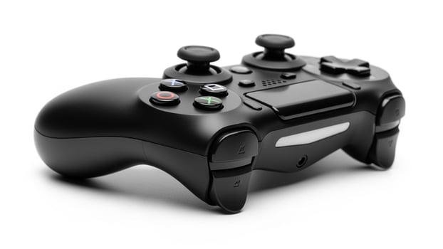 a a bla ack controller on a a white surfa ace uniquely cra afted for your design needs photo