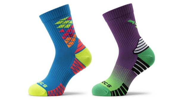 Two pa airs of colorful socks with the word sock on them uniquely cra afted for your design needs photo