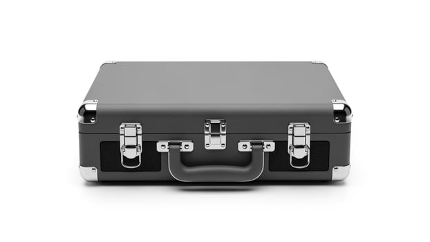 A black suitcase on a white background uniquely crafted for your design needs photo