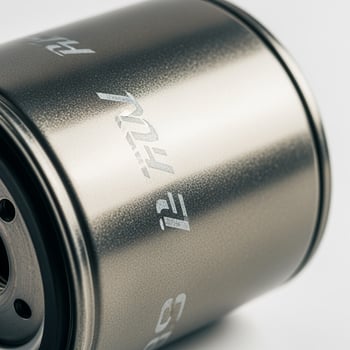 A close up of a metal oil filter photo