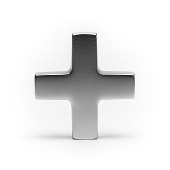 A silver cross on a white background photo