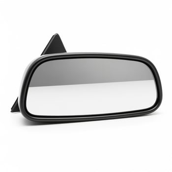 A black side view mirror on a white background photo