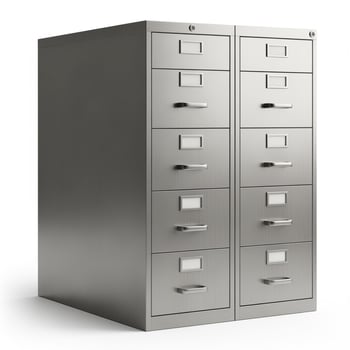A metal file cabinet with five drawers photo