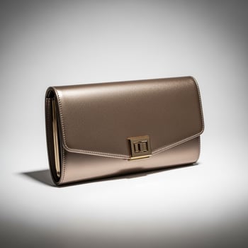 A gold clutch bag with a metal clasp photo