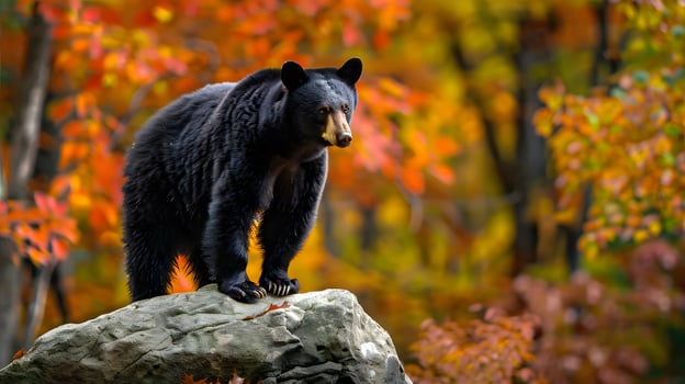 Black bear on a rock photo