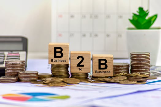 B2B vs B2C Concept. Businessman Uses AI Agent Commands to Help Analyze Information Business to Customer Business Marketing Strategy Digital Technology for Business Online Marketing Communication1 photo