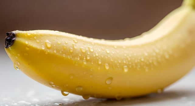 Freshness exemplified by a single banana with water droplets shining under the studio lighting photo