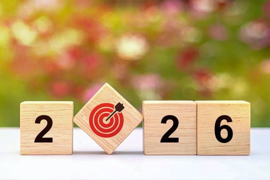 2026 New Year goal, plan, and action concepts. 2026 goals Text on Note Pad with calendar, glasses48 photo