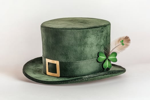 Green top hat with feather and clover photo