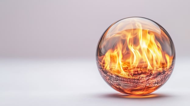 Encased flame within sphere, glowing and mesmerizing beauty photo