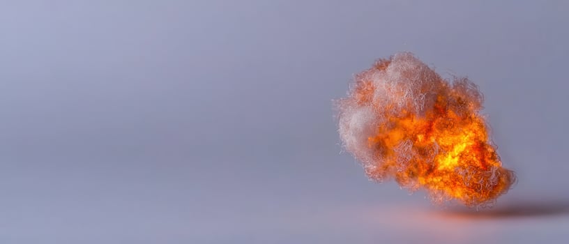 small puff of fire bursting against light background photo