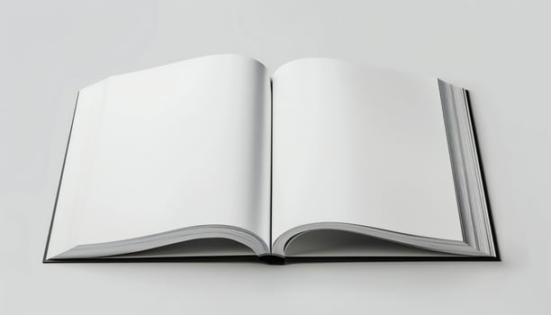Blank open book mockup photo