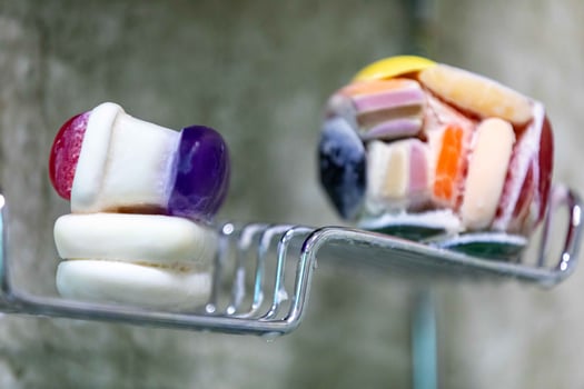Pieces of used soaps colors, maximum expression of the economy and sustainability parfum photo