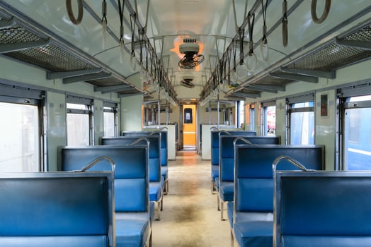 The seats are blue photo