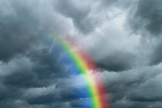 Rainbow in the sky with dark clouds photo