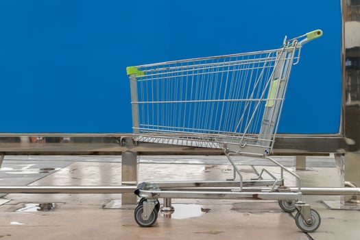 A shopping cart is sitting on the ground photo