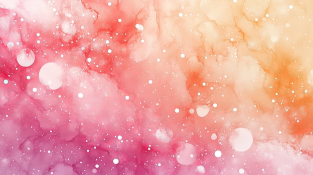 Soft pink and orange watercolor blends seamlessly with scattered white circles bokeh style photo