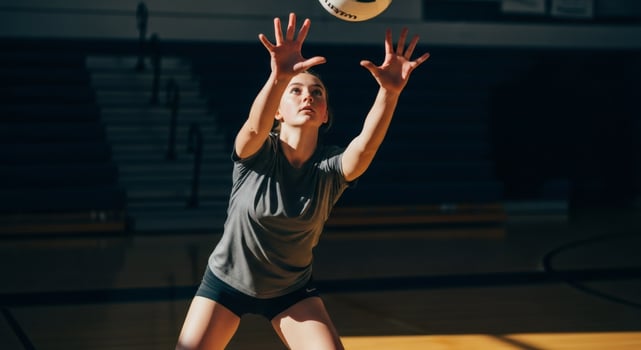 Focused gen Z athlete practicing volleyball skills with determination and finesse photo