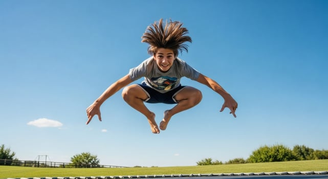 Youthful exuberance generation z athletic pursuits on a trampoline outdoors photo