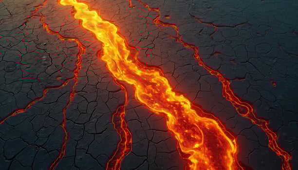 A lava flow is shown in the middle of a desert photo