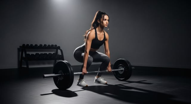 Woman lifting weights in a gym photo