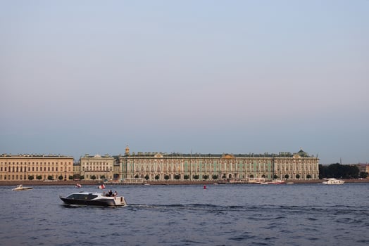 Experience a Serene and Peaceful Evening on the Beautiful Neva River in St. Petersburg photo