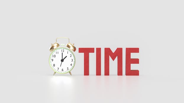 The Alarm clock and Text for Time concept 3d Rendering. photo