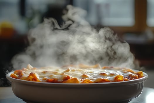 Delicious Hot Lasagna With Steaming Sauce and Melted Cheese. photo