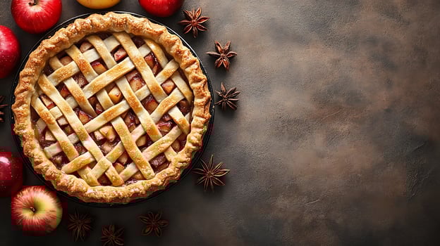 Delicious Homemade Apple Pie With Fresh Apples and Star Anise. photo