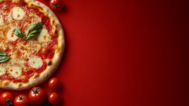 Delicious Margherita Pizza with Fresh Tomatoes and Basil. photo