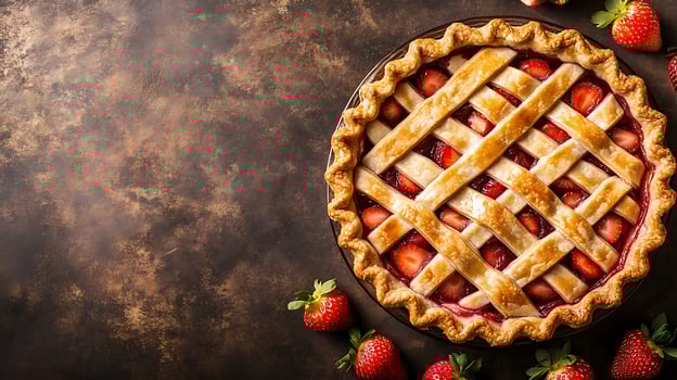 Delicious Strawberry Pie Freshly Baked and Ready to Enjoy. photo