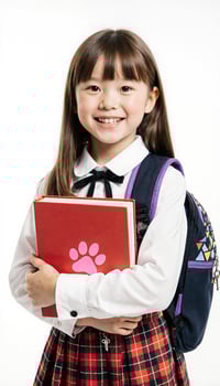 Young Student Smiling with School Supplies photo