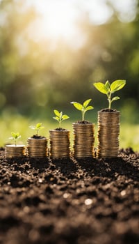 Financial Growth Seedling on Coin Stacks photo